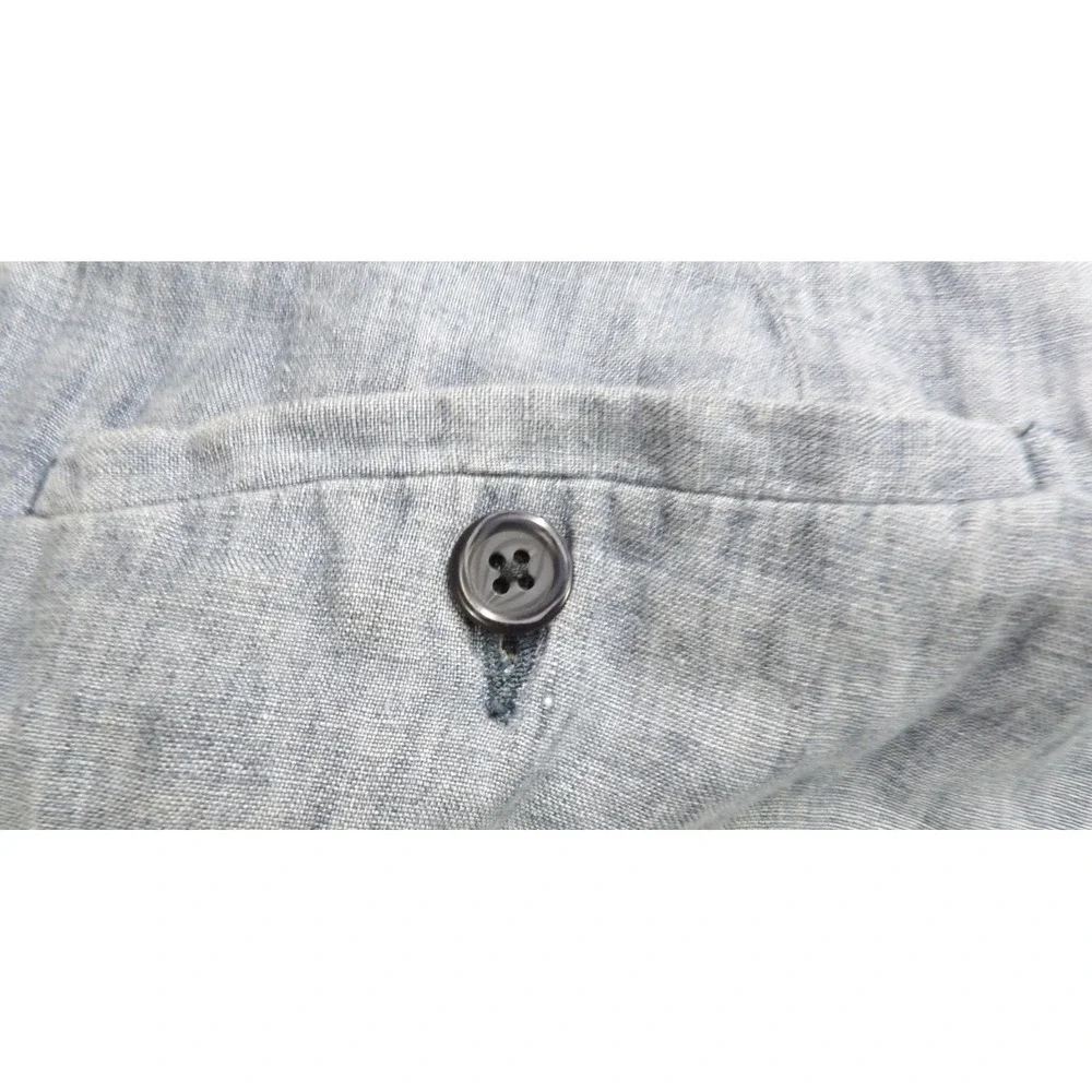 Nordstrom 100% Linen Flat Front Pants Men W35 Blue Chambray Casual Summer 2018